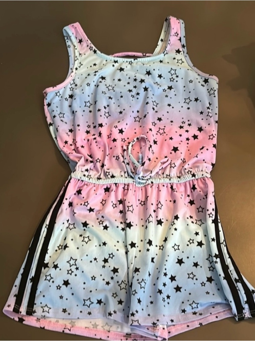 Girls' Star Print Pink & Light Blue Romper